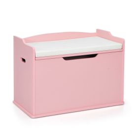 Wooden Flip-top Storage Toy Chest & Bench with Cushion Hinge