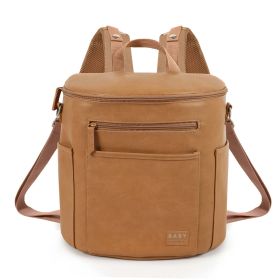 Vegan Leather Backpack Diaper Bag with Changing Pad & Insulated Pockets