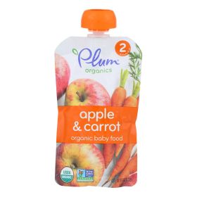 Plum Organics Baby Food; Case Of 6; Organic; Apple & Carrot - Stage 2 - 6 Months & Up - 3.5 oz