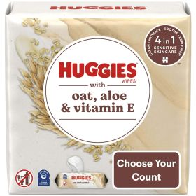 Huggies Wipes with Oat, Aloe & Vitamin E, Unscented, 3 Pack, 168 Total Ct.