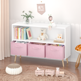 Bookcase & Toy Storage/Organizer, White/Pink