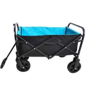 Folding Wagon for Shopping, Beach, (black & blue)
