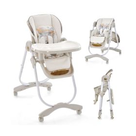 Folding High Chair with Adjustable Height and Recline