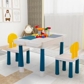 Multifunctional Building Block Table - Gray and Yellow (with Blocks)