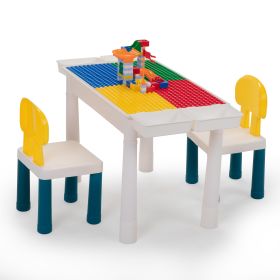 Multifunctional Building Block Table - Red and Blue (with Blocks)