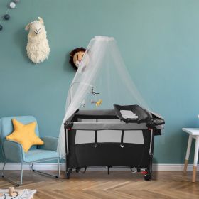 6 In 1 Sleeper & Activity Center; Changing Table, Netting, Mattress, Storage