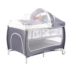 Portable Crib & Bassinet; Wheel Lock, Changing Table, Side-Pockets