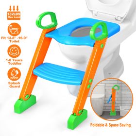Potty Training Toilet Seat w/Steps; Foldable Splash Guard Toilet Trainer