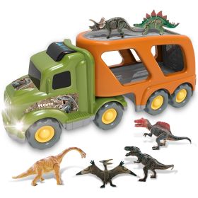 Toy Truck Dinosaur Transport Including T-Rex, Pterodactyl, Brachiosaurus