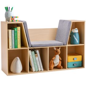 6-Cubby Storage/Bookcase and Seat Cushion, Natural