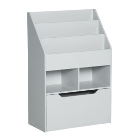 Cubbies and Bookshelf with Storage Drawer; Grey