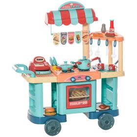 WorkQaba Kids Food Cart with Play Food, Cash Register, Ages 3- 6