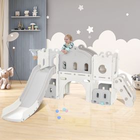 Freestanding Castle Climber with Slide, Basketball Hoop