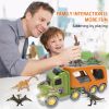 Toy Truck Dinosaur Transport Including T-Rex, Pterodactyl, Brachiosaurus