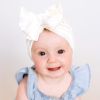 3 PCs White/Green/Pink Baby Breathable Turban with Bow