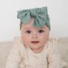 3 PCs White/Green/Pink Baby Breathable Turban with Bow