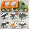 Toy Truck Dinosaur Transport Including T-Rex, Pterodactyl, Brachiosaurus