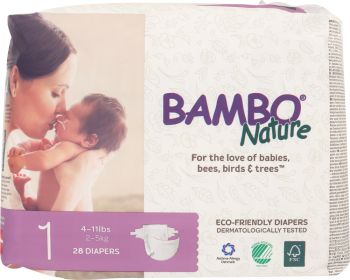 BAMBO NATURE: Diaper Baby Size 1, 28 pk. ONLY 1 IN STOCK