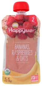 HAPPY BABY: Stage 2 Banana Raspberry Oats Organic, 4 oz