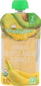 HAPPY BABY: Granola Ban Pineapple Avocado, 4 oz