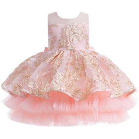 Little Girl's Sleeveless Jacquard Princess Dress (Color: Pink, size: 100cm)