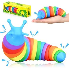 Fidget Slug; Articulated Sensory Toy; Relaxing Sound; Stress Relief (Color: Green)