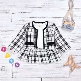 Baby Girl Chanel's Plaid Design Dress And Matching Coat (Color: White, Size/Age: 80 (9-12M))