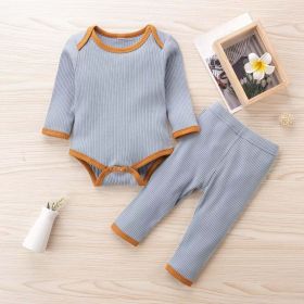 Baby; Ribbed Onesie with Pants (Color: Blue, Size/Age: 73 (6-9M))