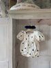 Baby Girl; Squared-Collar Puff-Sleeved Onesie