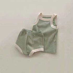 Pure Cotton Vest/Shorts Combo 2 pc sets (Color: Green, Size/Age: 80 (9-12M))