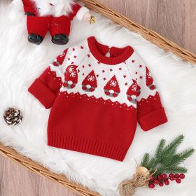 Gnome Graphic Pullover Sweater (Color: Red, Size/Age: 80 (9-12M))