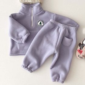 Standing Collar 2Pc, Thermal Set (Color: Purple, Size/Age: 100 (2-3Y))