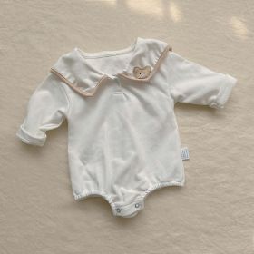 Bear-Patched College Style Onesies & Sets (Color: White, Size/Age: 80 (9-12M))