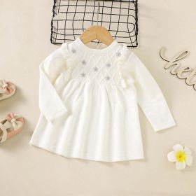 Baby Girl Flower-Patched Knitted Dress (Color: White, Size/Age: 73 (6-9M))