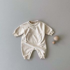 Comfy Big Pocket, Thick, Soft Romper (Color: Apricot, Size/Age: 90 (12-24M))