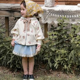 Waffle Knit Bear Pattern, Zippered Hoodie (Color: Beige, Size/Age: 66 (3-6M))