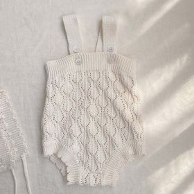 Baby Girl Hollow Carved Knit Onesie (Color: White, Size/Age: 66 (3-6M))