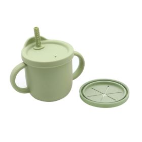 Anti-Drop And Anti-Spill Binaural Learning Drinking Cup (Color: Green, Size/Age: Average Size (0-8Y))