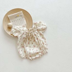 Lovely Tied Bow Short-Sleeved Onesies (Color: Apricot, Size/Age: 66 (3-6M))