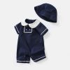 Baby College-Style Romper With Sun Hat