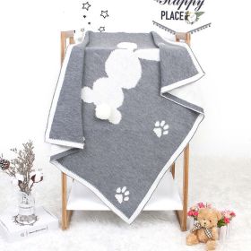 Baby Blanket; Rabbit & Paws 3D Tail (Color: Grey, Size/Age: (0-12Y))