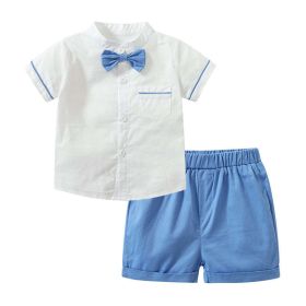 Bow Tie, Shirt & Shorts Sets (Color: Blue, Size/Age: 80 (9-12M))