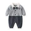 Baby Boy Badge-Patched, Bow Tie, College Rompers