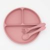 Silicone, Compartmented Plate With Spoon/Fork Set