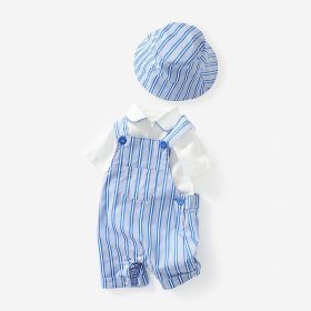 Baby Boy Onesie Combo Striped Overalls Sets (Color: Blue, Size/Age: 66 (3-6M))