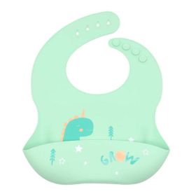 Baby Animal Print Food Grade Multi-Adjustable Silicone Bibs (Color: Green, Size/Age: Average Size (0-8Y))