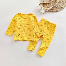 Various Print Cozy Pajama Sets (Color: Yellow, Size/Age: 90 (12-24M))