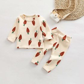 Various Print Cozy Pajama Sets (Color: Apricot, Size/Age: 73 (6-9M))