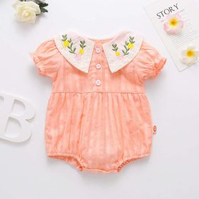 Baby Girl Embroidered Collar Onesie (Color: Pink, Size/Age: 90 (12-24M))