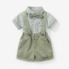 Little Man Plaid Shirt /Button Straps Romper Set